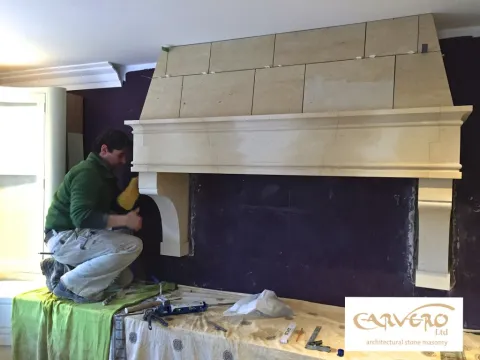 Installing stone kitchen canopy